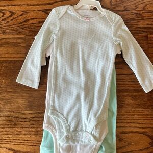 Carter's Light Green and White Bodysuit Set
